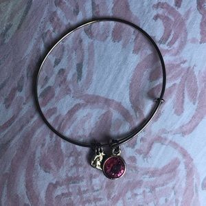 Gold Alex and Ani bracelet pink stone charm